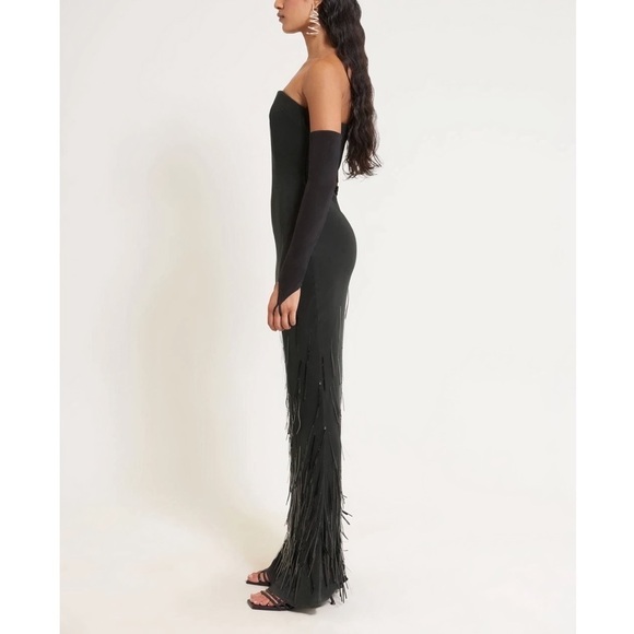 NWT Cult Gaia Anisa Silk Strapless Black Gown - Picture 3 of 7